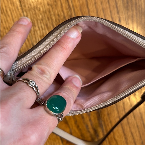 Coach Signature Y2K-Era Madison Multicolor Satin w/ Tan Leather Trim Wristlet - Picture 9 of 10